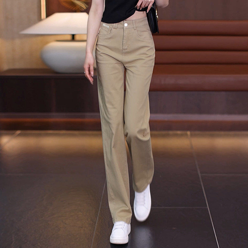 卡其色牛仔直筒裤女春秋2026新款爆款小个子高腰窄版休闲阔腿裤子,女装/女士精品,真丝上装,淘宝优惠券,粉丝福利购,淘宝优惠卷