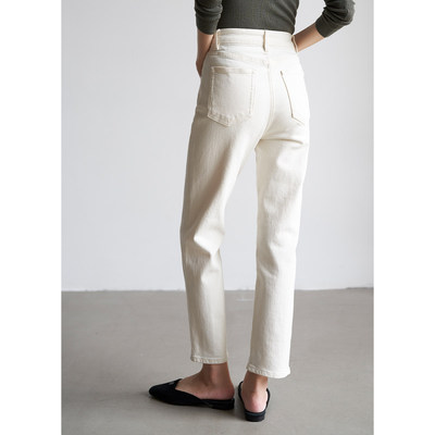 梨涡的海白色高腰修身显