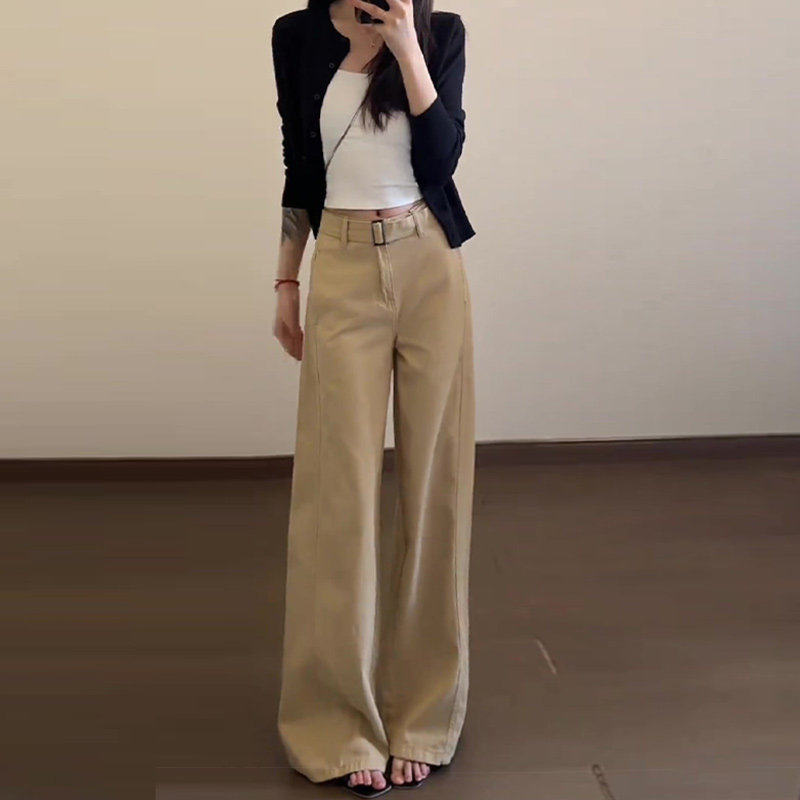 卡其色牛仔裤女2026新款慵懒松弛感高腰显瘦垂感宽松阔腿裤子春秋,女装/女士精品,牛仔裤,淘宝优惠券,粉丝福利购,淘宝优惠卷