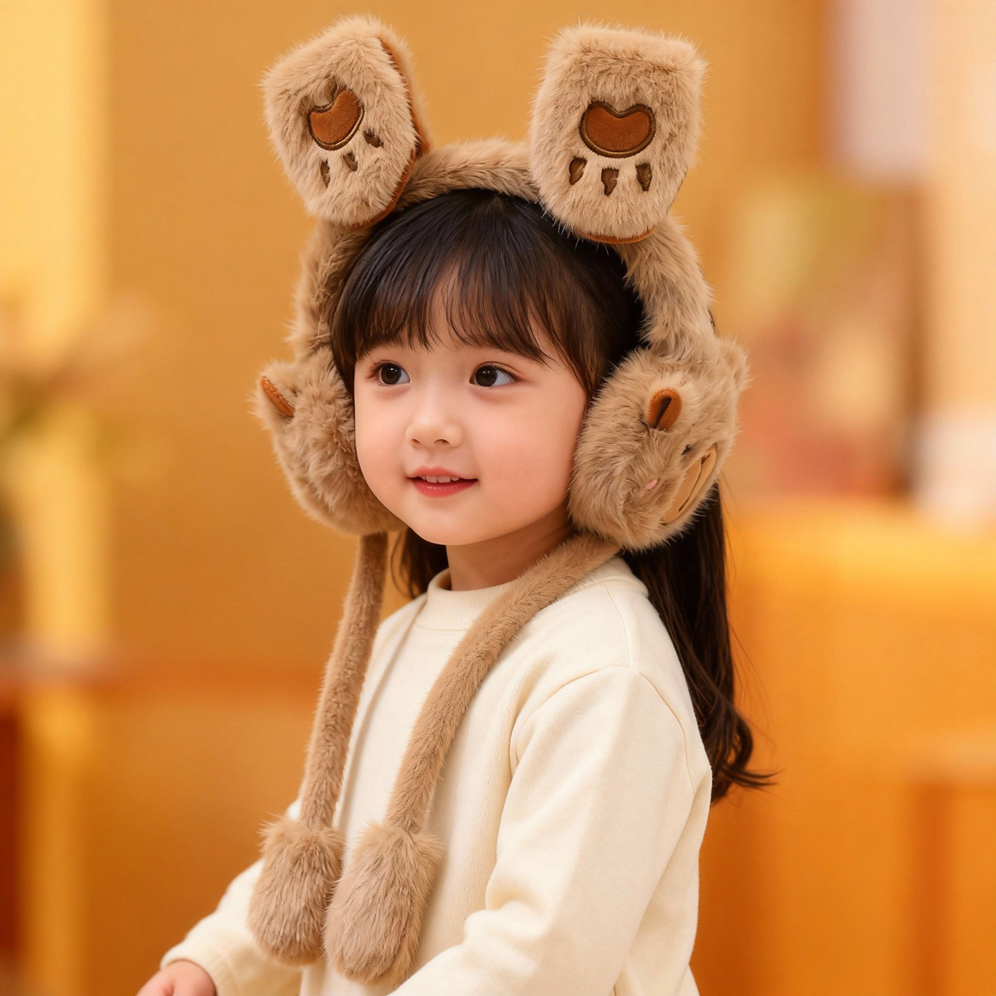 卡皮巴拉儿童耳罩男童冬季保暖防寒会动耳暖毛绒防冻耳捂女童耳包