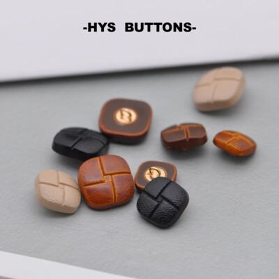 HYS BUTTONS缝线仿皮扣不规则仿皮质纽扣高档大衣扣风衣扣