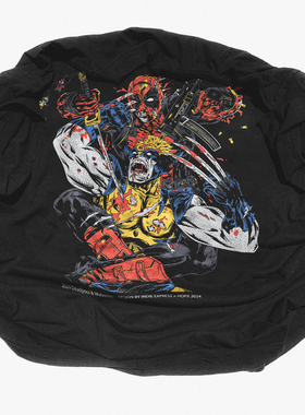 Deadpool漫威 死侍与金刚狼短袖 美式休闲卡通动漫重磅T恤vintage