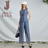 故事高级感条纹西装 夏季 套装 女2026新款 通勤西服马甲两件套 裤 经典