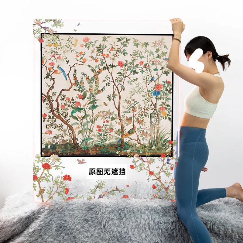 酒店高级亚克力框装饰画玄关中古风鸟语花香摆画卧室丝巾装裱挂画,家居饰品,现代装饰画,淘宝优惠券,粉丝福利购,淘宝优惠卷