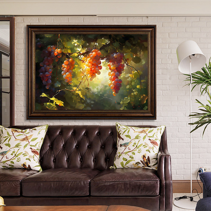 北欧风静物水果油画装饰画欧式餐厅葡萄壁画客厅卧室治愈系挂画图片