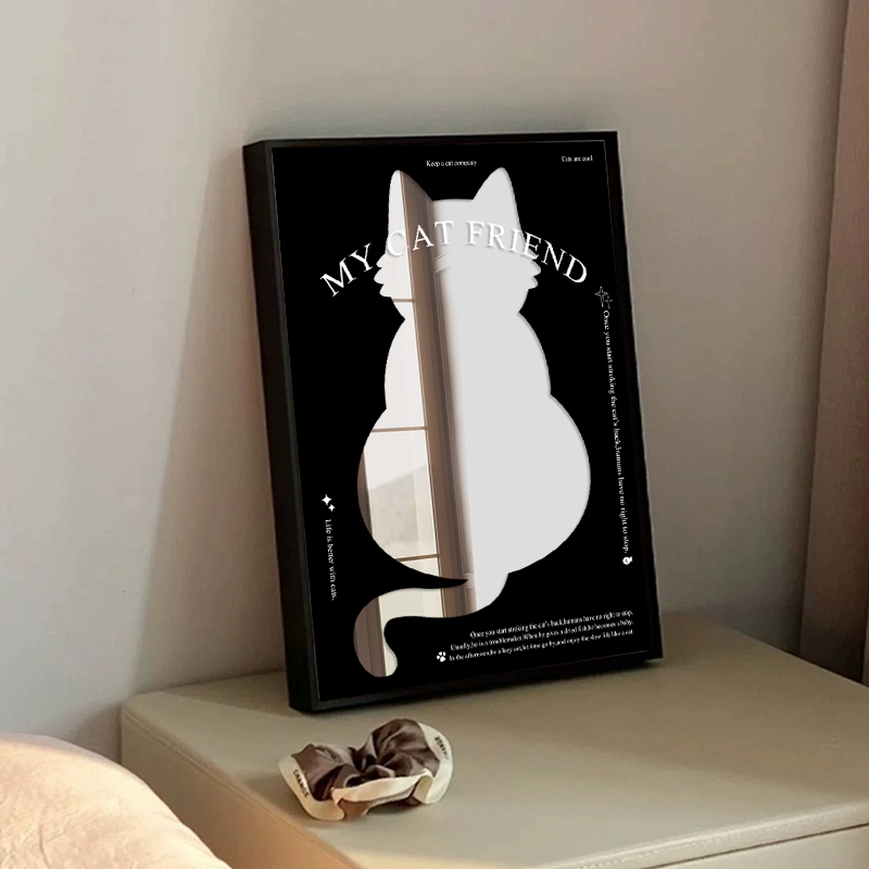猫咪镜子画装饰画亚克力卧室客厅沙发背景墙挂画酒柜入户鞋柜壁画