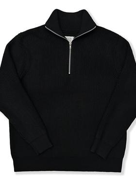 四角风格半高领拉链毛衣羊毛混纺宽松慵懒打底加厚针织衫保暖毛衫