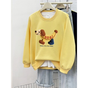 流行宽松大码 时尚 套头加绒加厚上衣 爆款 正肩圆领卫衣女2025秋冬季