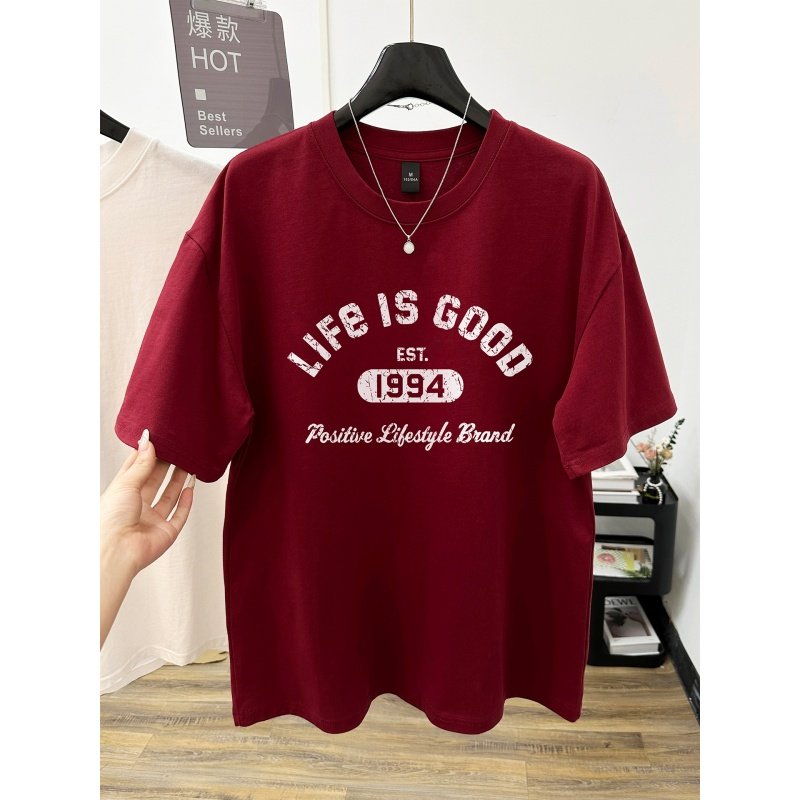 潮牌休闲字母印花大码女装短袖t恤2026新款微胖遮肚显瘦圆领上衣