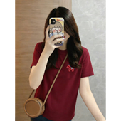 T恤女2026夏季 大码 圆领正肩小众短袖 印花胖MM遮肉显瘦马年上衣潮