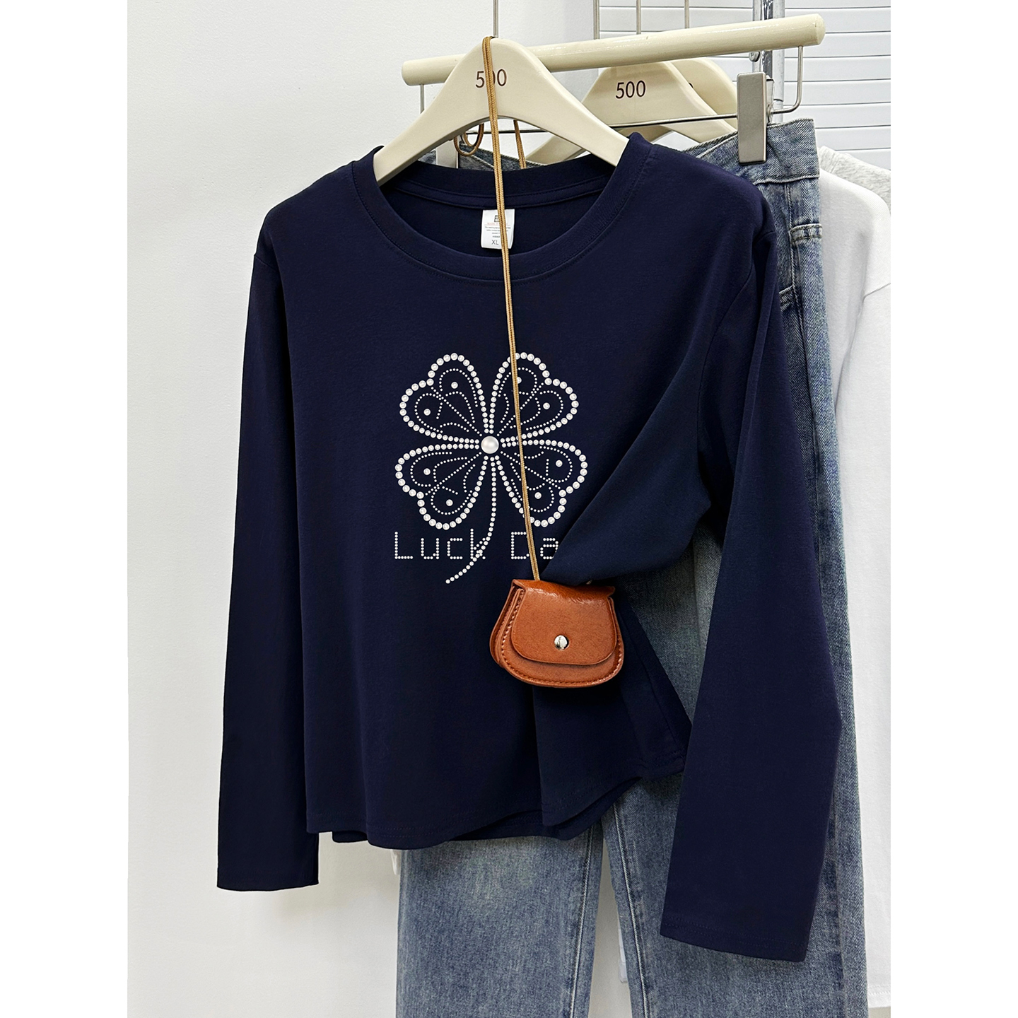 正肩长袖t恤女秋冬季2025新款韩版时尚大码圆领打底衫内搭上衣潮