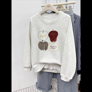 男女同款 设计感印花正肩圆领卫衣女秋冬大码 百搭套头 新款 2025韩版