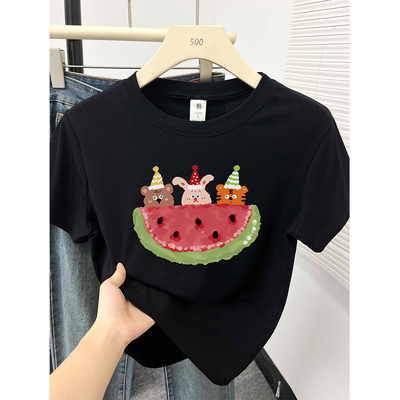 正肩大码胖mm显瘦短袖t恤女装夏季新款韩版休闲时尚圆领半袖上衣