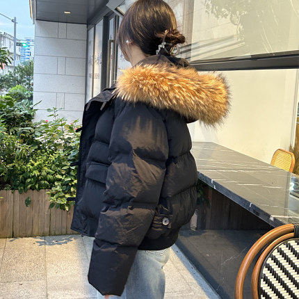 大毛领短款羽绒服女冬季连帽2024年新款白鸭绒小个子加厚外套爆款