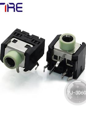 PJ-306G视频音响母座接口光孔 3.5mm粉/绿色内铜套音频耳机插座