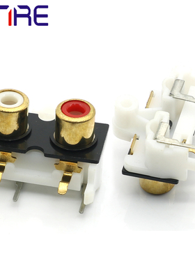 RCA-210镀金RCA莲花插座红白双色 2孔四脚信号输入音频接口母座