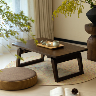 蒲素飘窗小桌轻奢高级感可折叠实木榻榻米茶几矮桌炕桌窗地台茶桌