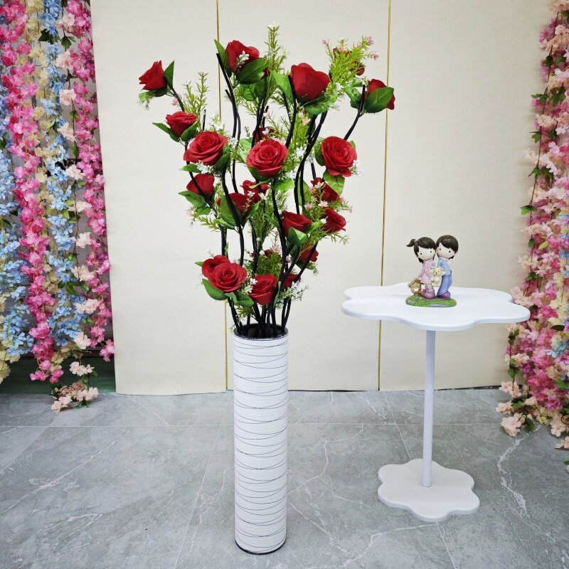 仿真花玫瑰绢花大朵假花客厅摆放装饰摆件大花电视柜旁边落地摆件