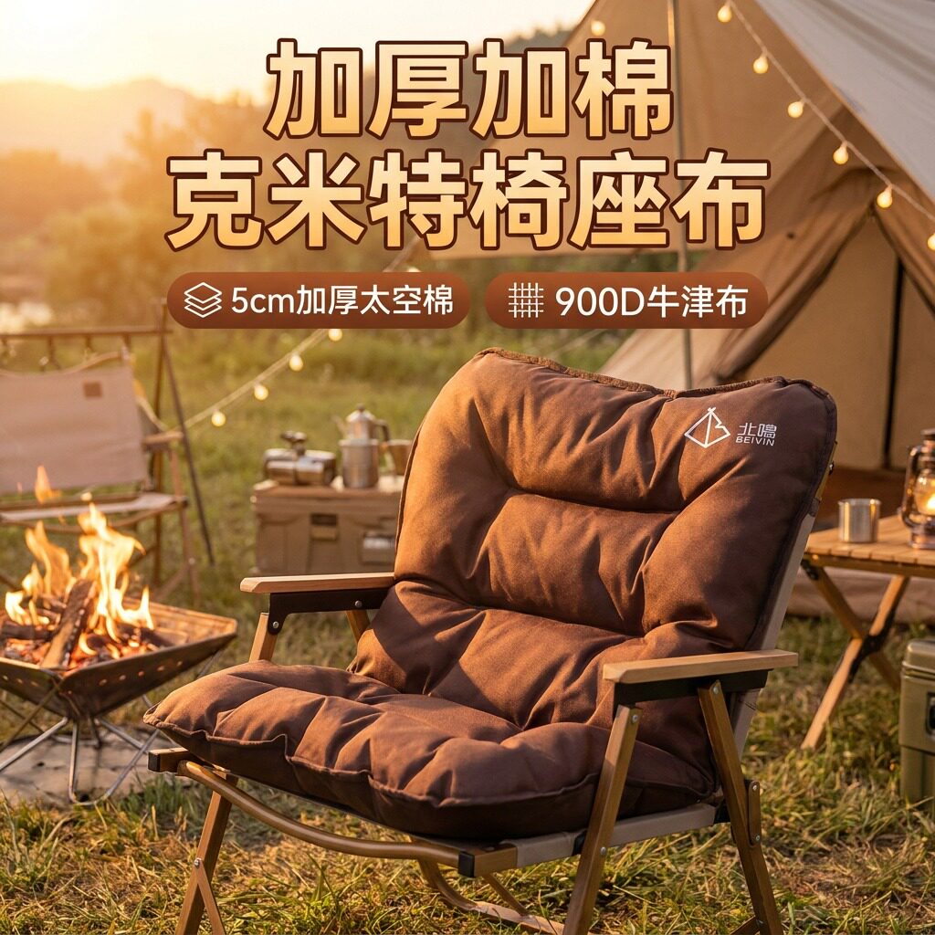 新款克米特椅加棉坐垫折叠便携式露营椅子沙滩椅摆摊凳子坐垫