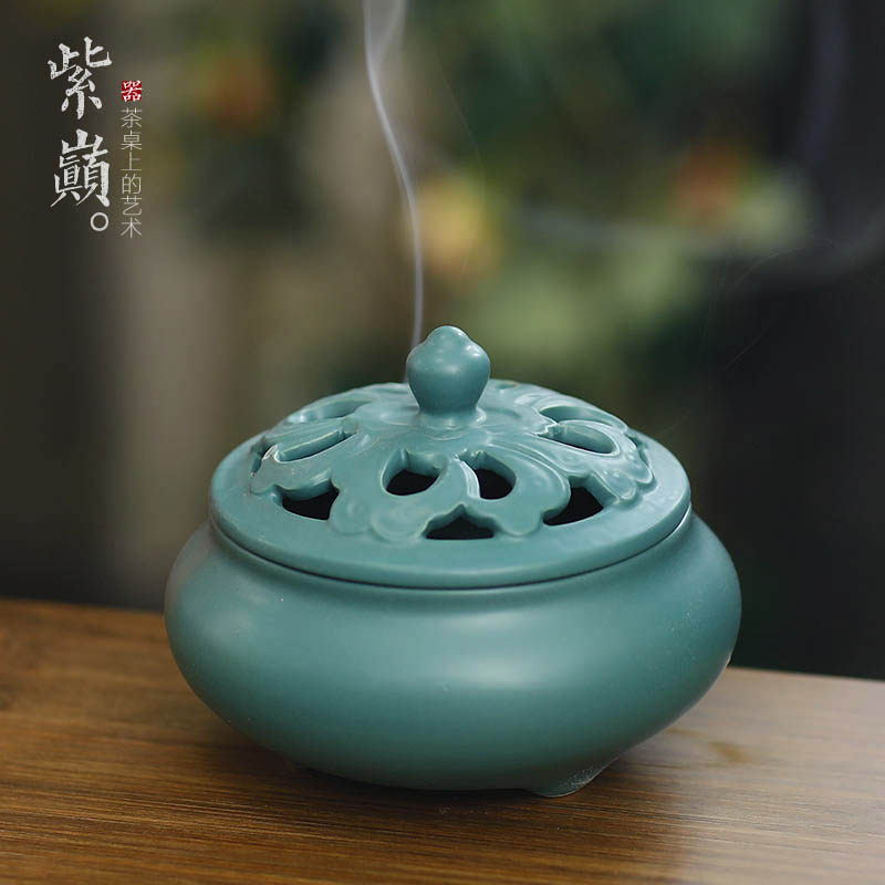 紫巅 陶瓷塔香香炉家用室内供佛盘香檀香炉茶道檀香小号香薰炉