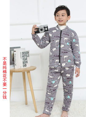 纯棉花手工套装男女拉链小孩棉袄