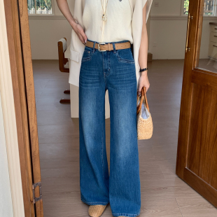 26年早春经典 6161 舒适简约气质筒叭裤 配腰带 牛仔裤 OUNA欧娜