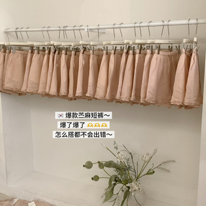 MOGE-麻料花边短裤包容性无敌啦连锁款休闲短裤(不含上衣)M26395