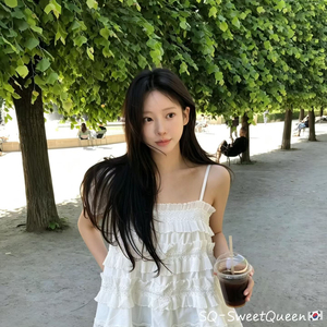 SQ-露si同款绝美巨爆韩系重工蛋糕层叠抹胸蕾丝吊带上衣背心3371N