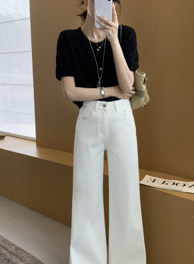 OUNA欧娜-26年夏上新经典时尚简约四面弹筒叭裤牛仔裤6285-3