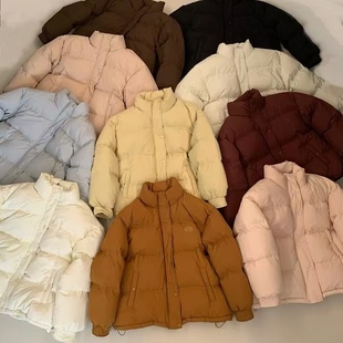 韩系短款羽绒服90白鸭绒立领拉链款2024冬季新款简约显瘦外套女