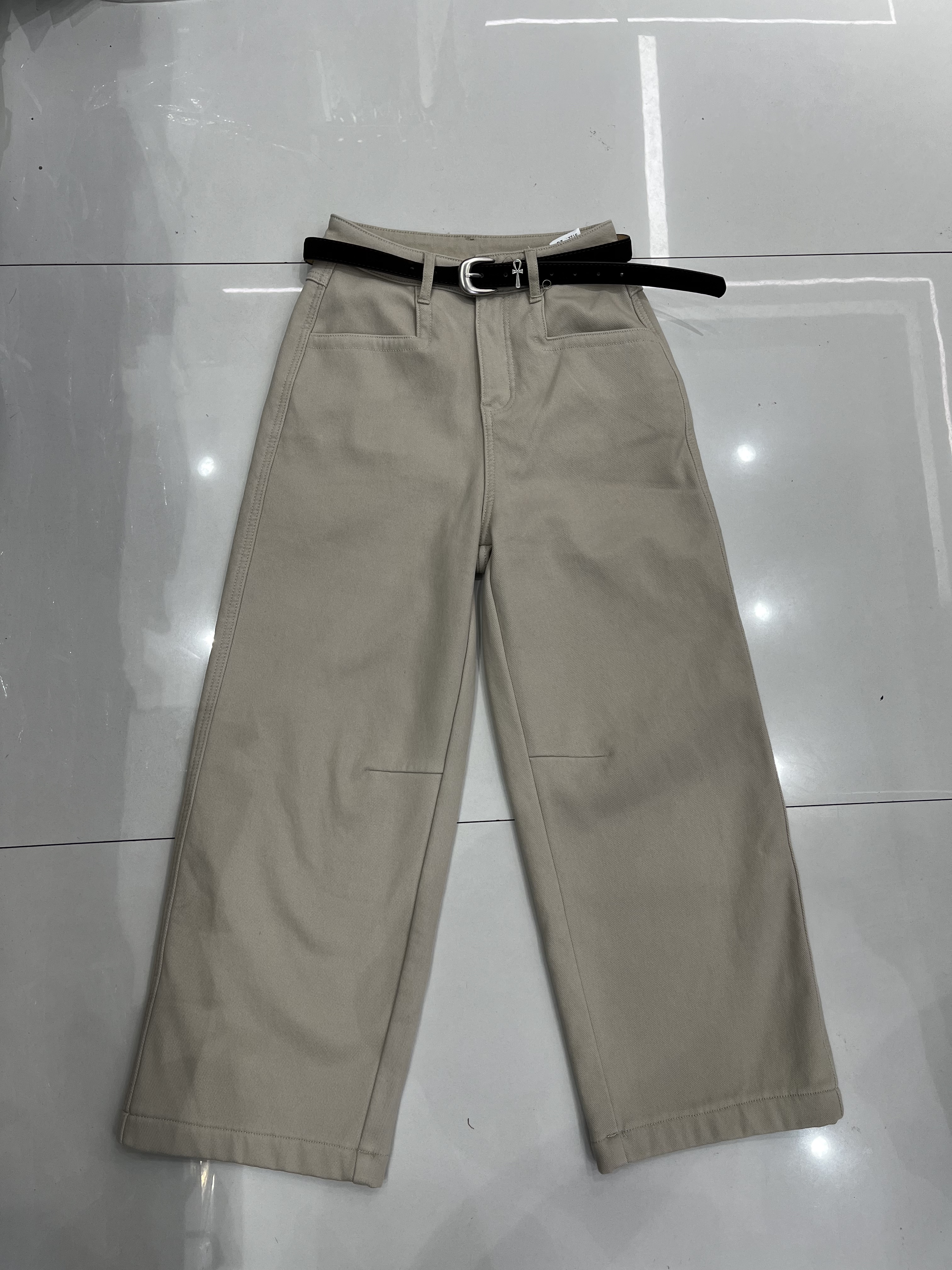 JEANS 65263 欧货 2025冬季新款复合加厚绒直筒裤女阔腿牛仔裤子