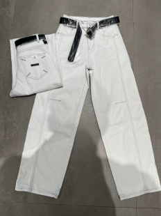 宽松牛仔女镰刀灰白色弯刀长裤 3欧货早春2026新款 潮 19003 JEANS