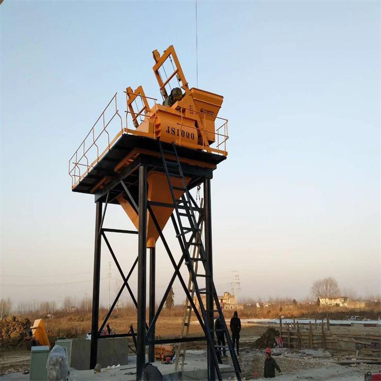 免基础可移动商砼搅拌站侧出料搅拌机 加高支腿混凝土js搅拌机