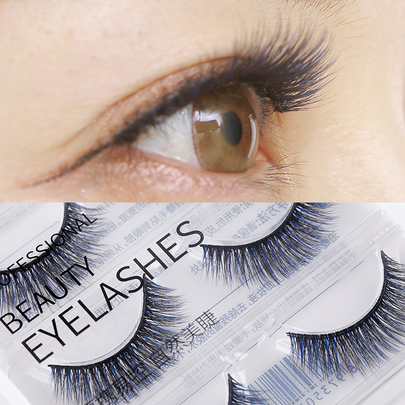 奈目甜心黑蓝彩色假睫毛女仿真浓密款舞台妆睫毛一片式可重复使用