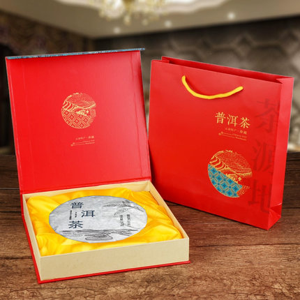 茶叶礼盒装送礼长辈普洱茶生茶357克云南七子饼勐海乔木生普洱茶