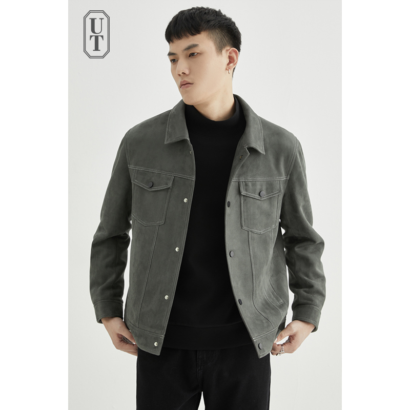 麂皮绒工装短款夹克外套上衣男士