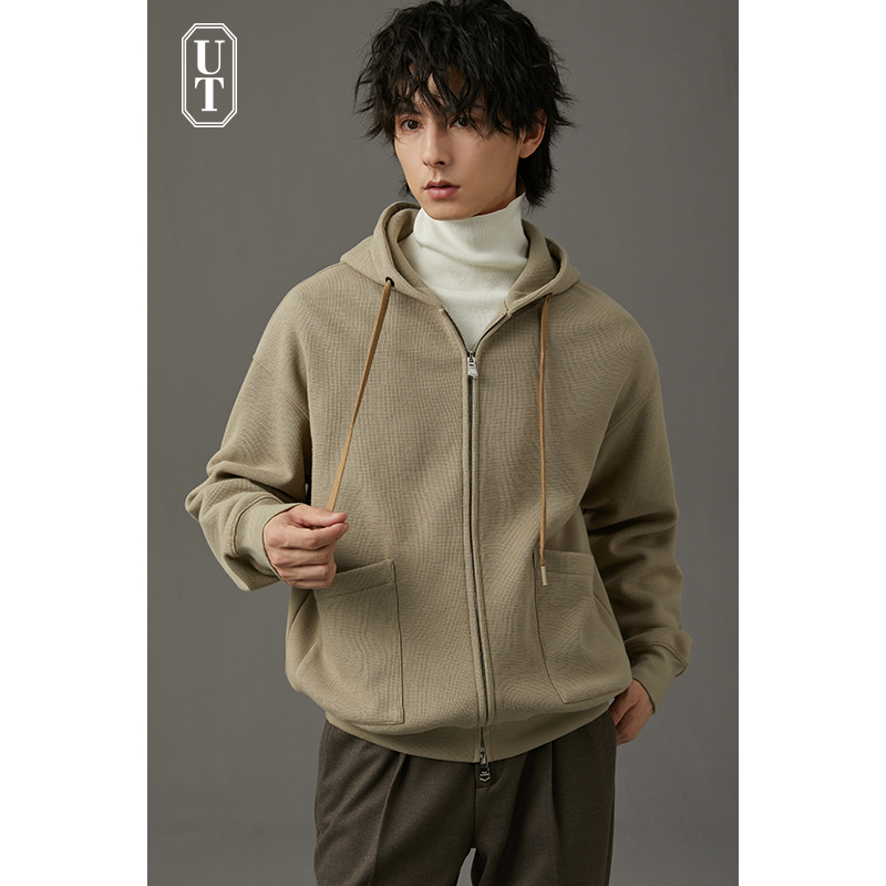 华夫格连帽卫衣男高端潮流