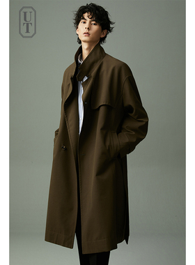 日系风衣男中长款春秋新款宽松廓形设计感战壕高级感上衣休闲外套