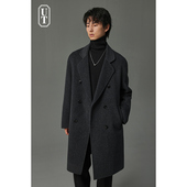 秋冬季 手工双面呢大衣男士 中长款 休闲非羊绒加厚宽松风衣高级外套