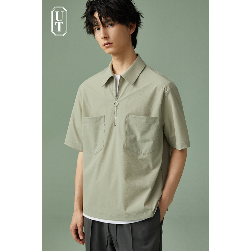 短袖拉链衬衫港风薄款痞帅高级感