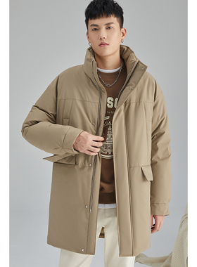 全定制冬季三防羽绒服男士中长款加厚潮牌派克面包服鸭绒保暖外套