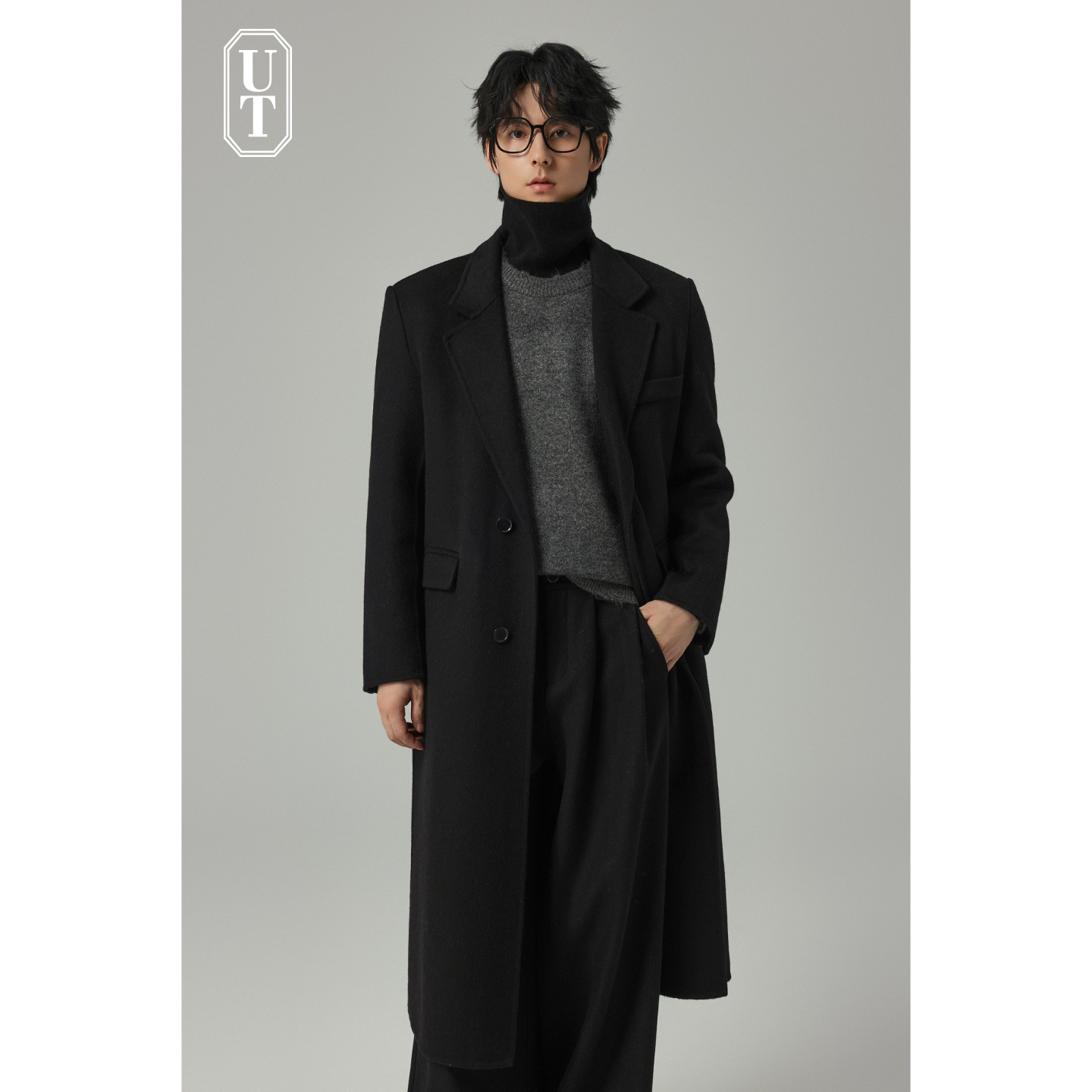 双面羊毛呢大衣男中长款过膝冬季经典老钱风复古男士毛呢子外套