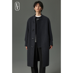 休闲宽松冬季 中长款 加厚风衣外套男 小立领羊毛呢子大衣男士 中式