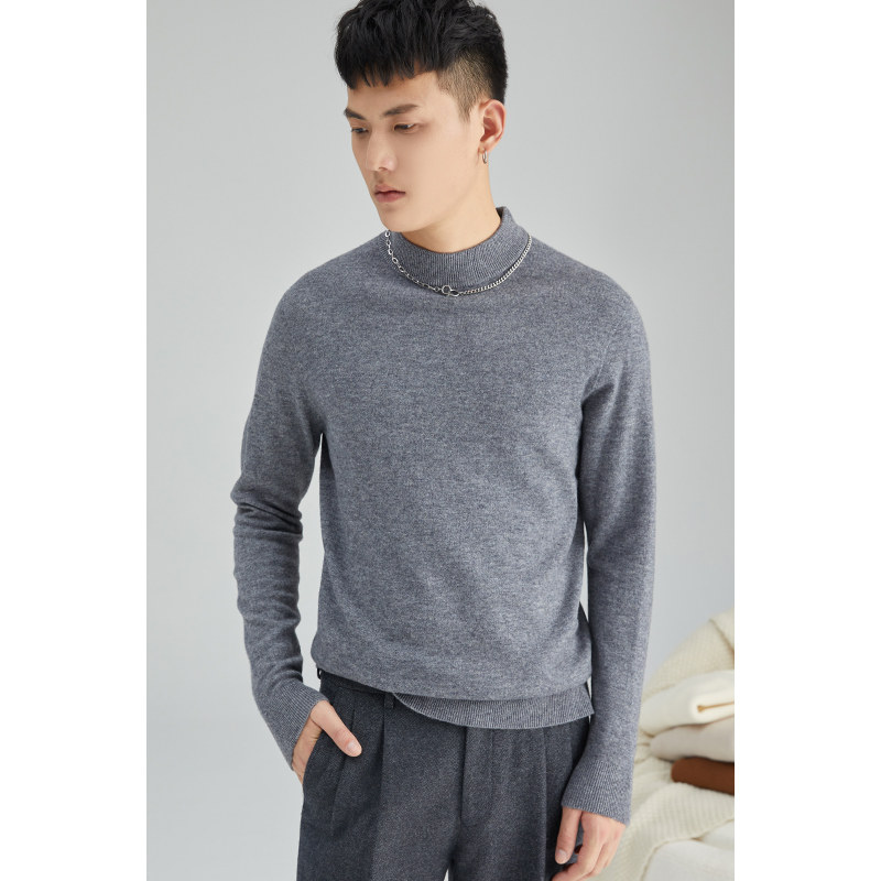 针织衫秋冬季套头羊绒衫100%男士