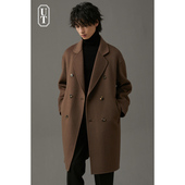 加厚大衣男装 妮子上衣风衣秋冬季 羊毛呢子中长款 双面呢绒外套男士