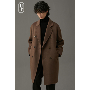 加厚大衣男装 妮子上衣风衣秋冬季 羊毛呢子中长款 双面呢绒外套男士