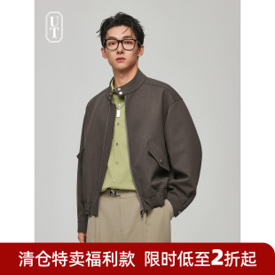 极简风立领花边下摆设计感休闲短款夹克外套男士秋季宽松工装上衣