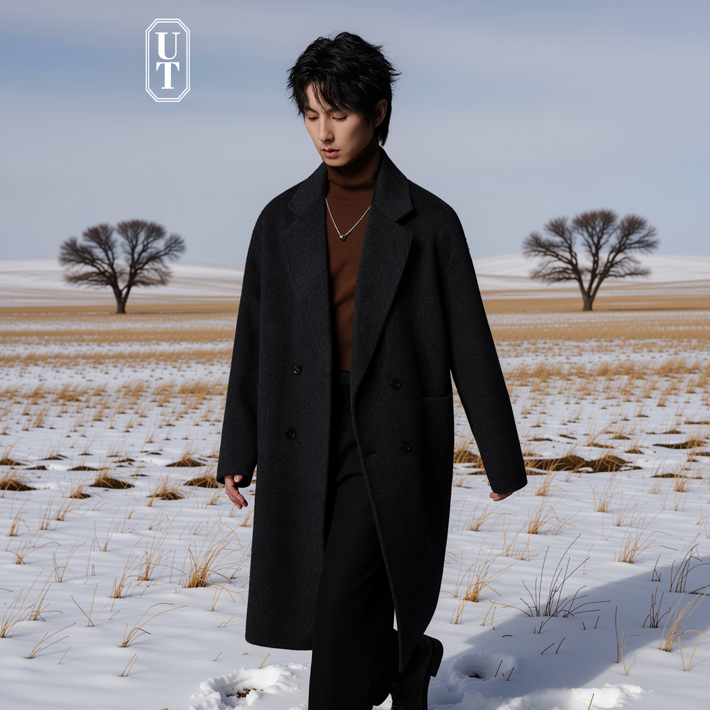 中长款双面呢全羊毛重磅加厚毛呢大衣男过膝长款外套宽松呢子风衣