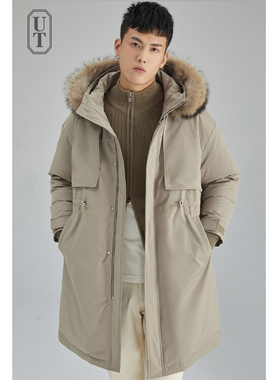 重磅派克羽绒服男中长款冬季加厚保暖韩版设计感貂子毛领风衣外套
