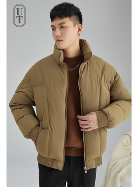 重磅立领鸭绒短款羽绒服男士宽松加厚保暖面包服冬季设计感外套男